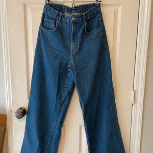 Zara Wide Leg Distressed Hem Jeans